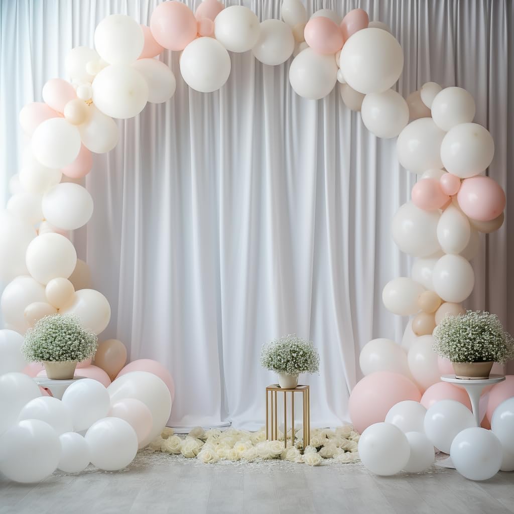 20ftx12ft Wrinkle Free White Backdrop Curtain, 4 Panels 12FT Height White Wedding Backdrop Drapes, Silky Polyester Back Drop Cloth for Birthday Photography Background Party Backdrop Draping