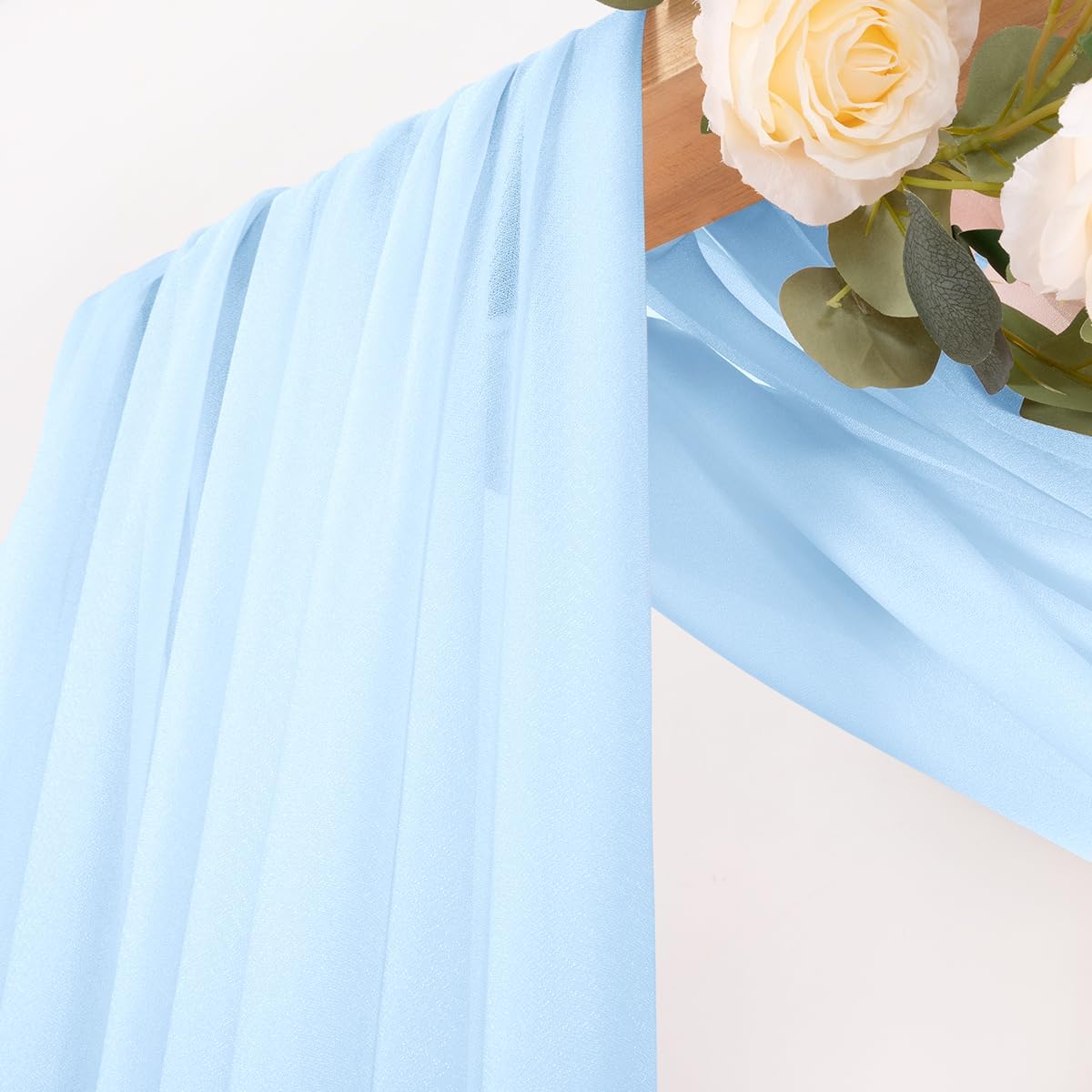 MLMC Baby Blue Wedding Arch Draping Fabric 1 Panel 29" x 20 FT Extra Long Gauze Drapes Sheer Backdrop Curtains 6.6 Yards Outdoor Drapery Panels for Wedding Baby Shower Party Ceiling Decoration