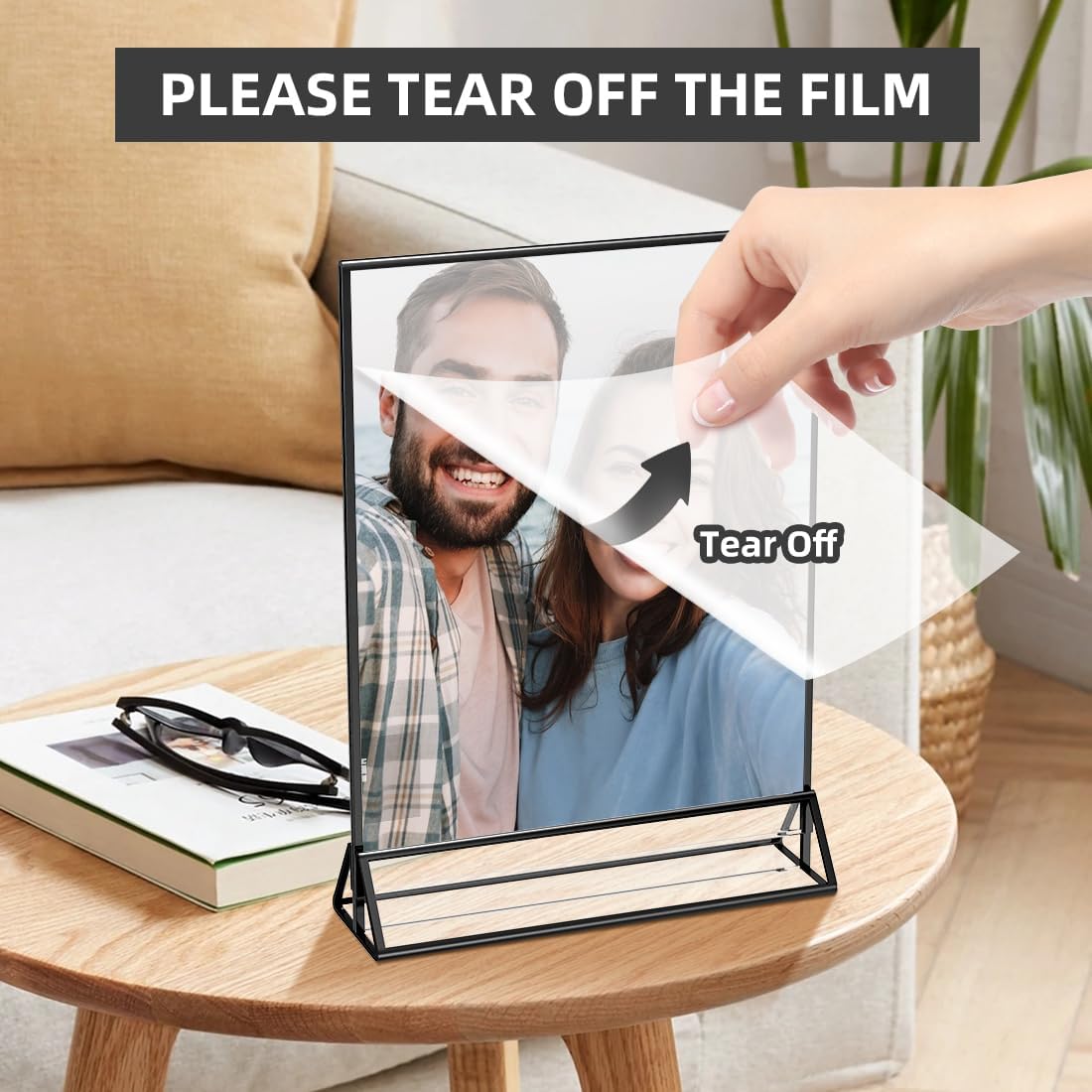 Acrylic Sign Holder 5x7 Display Stand, Clear and Stable Table Plastic Paper Holder, Acrylic Frames for Home Office Shop Photo Frames Exhibition Black (6pcs)