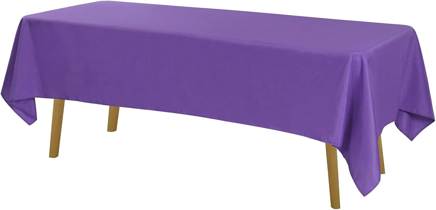 Rectangle Tablecloth 60x120 inch Washable Polyester Fabric Table Cloth for Wedding Party Dining Banquet Decoration（60x120,Purple）