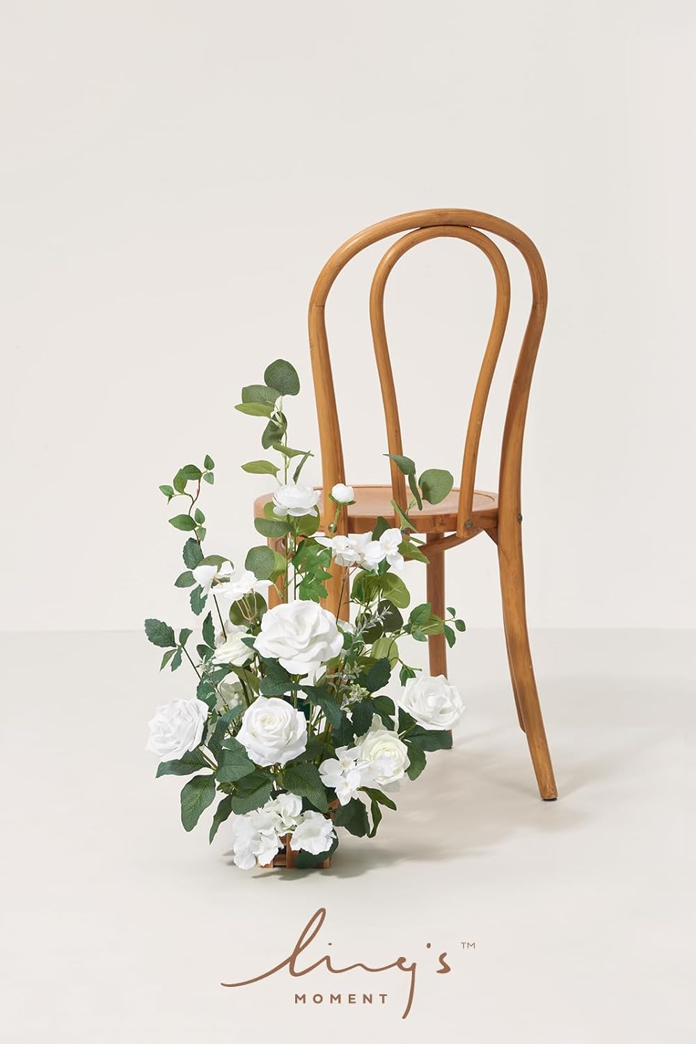 Ling's moment 17.5" Tall Standing Artificial Flowers Arrangements 4 pcs Wedding Aisle Runner Chair Decorations White Sage Centerpieces for Ceremony Reception Rose Floral Party Outdoor Decor