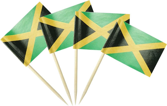 Jamaica Flag Jamaican Flag, Small Mini Jamaica Toothpick Flags for Food, Cupcakes, Cocktails, Appetizers, Bar Party Decorations
