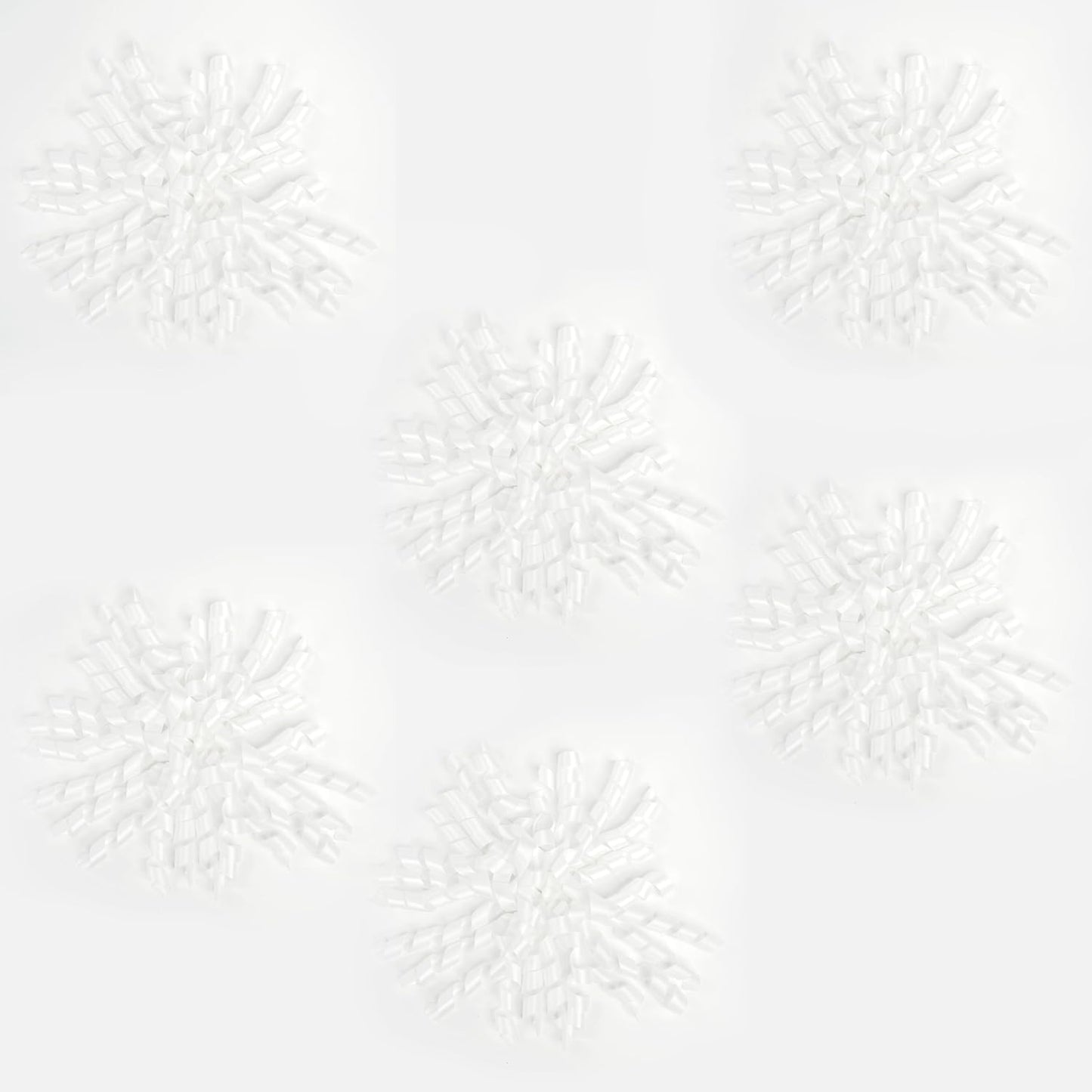 6 Inch White Curly Bows for Gift Wrapping Set of 6, Self Adhesive Bows White Gift Bows for Presents, Satin Ribbon Bows for Birthday, Wedding, Christmas, Bridal Shower, Gift Wrap Accessory