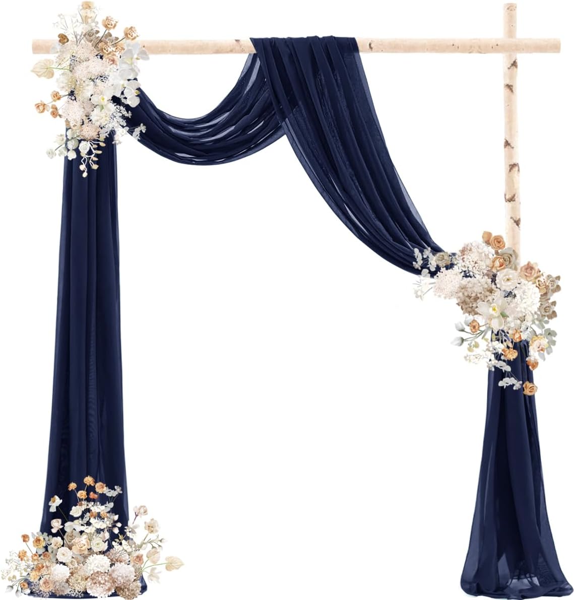 Navy Blue Wedding Arch Draping Fabric 2 Panels 29" x 20 FT Navy Wedding Drapes for Backdrop Sheer Curtain Drapes for Romantic Bridal Baby Shower Ceremony Birthday Party Fall Outdoor Events