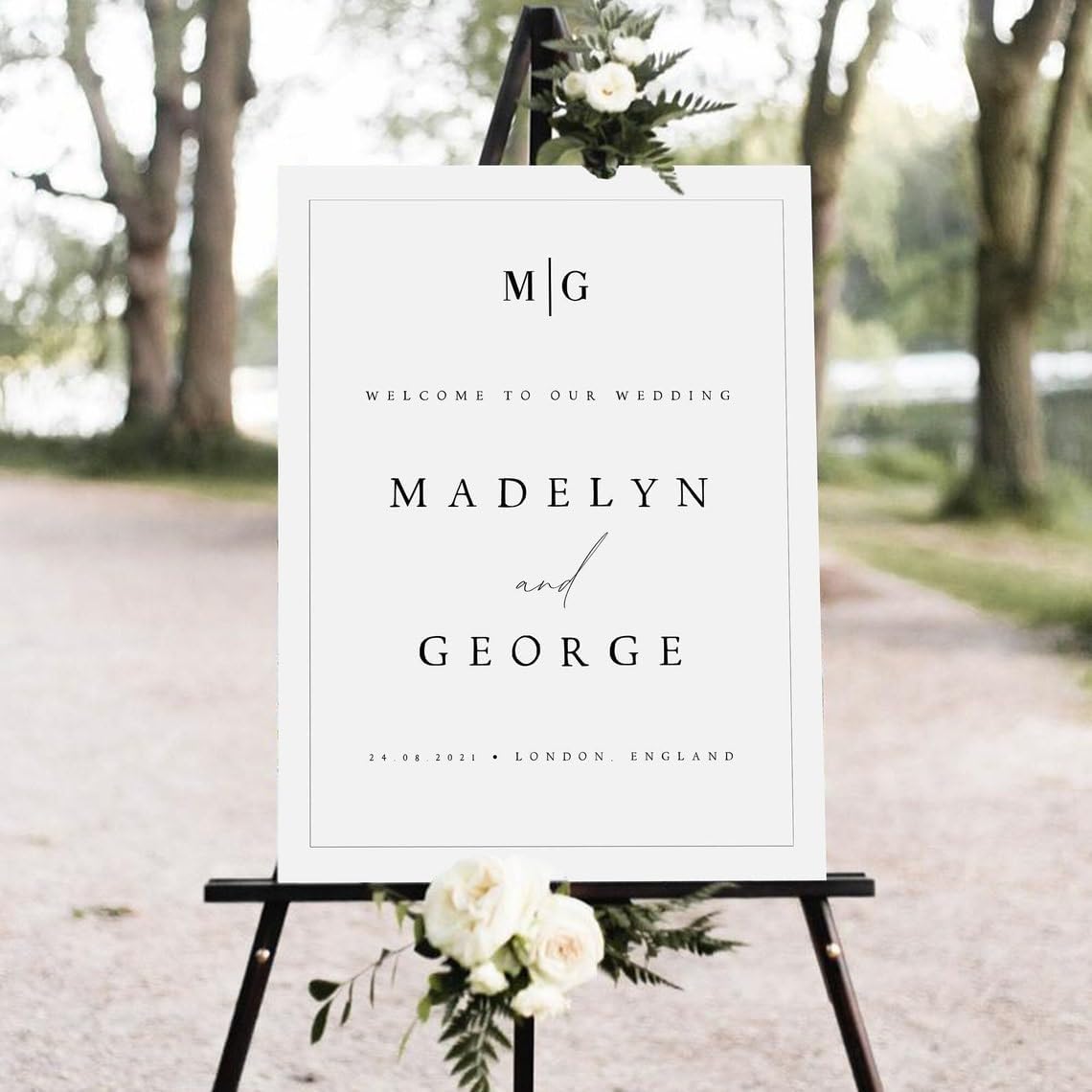 Welcome To Our Wedding Sign, Welcome To Our Wedding Sign With Stand, Minimalist Wedding Welcome Sign, Welcome Wedding Sign, Script Wedding Welcome Sign, Modern Wedding Signs, Large Wedding Sign