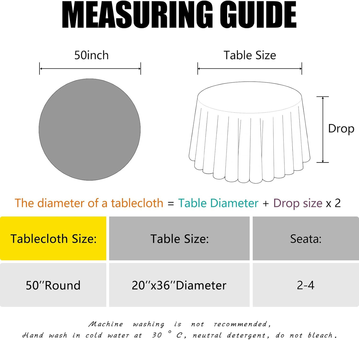 OQSQ Silver 50" Round Sequin Tablecloth, Glitter Tablecloth for Bridal Shower Decorations, Birthday, Wedding, Dessert, Banquet（50X50 inch Round,Silver.