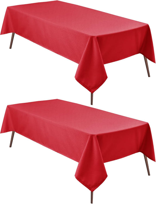 Hiasan 2 Pieces Red Tablecloth Rectangle - Wateproof and Spillproof Kitchen Christmas Washable Polyester Table Cloth for Dining Room, 54 x 120 Inch