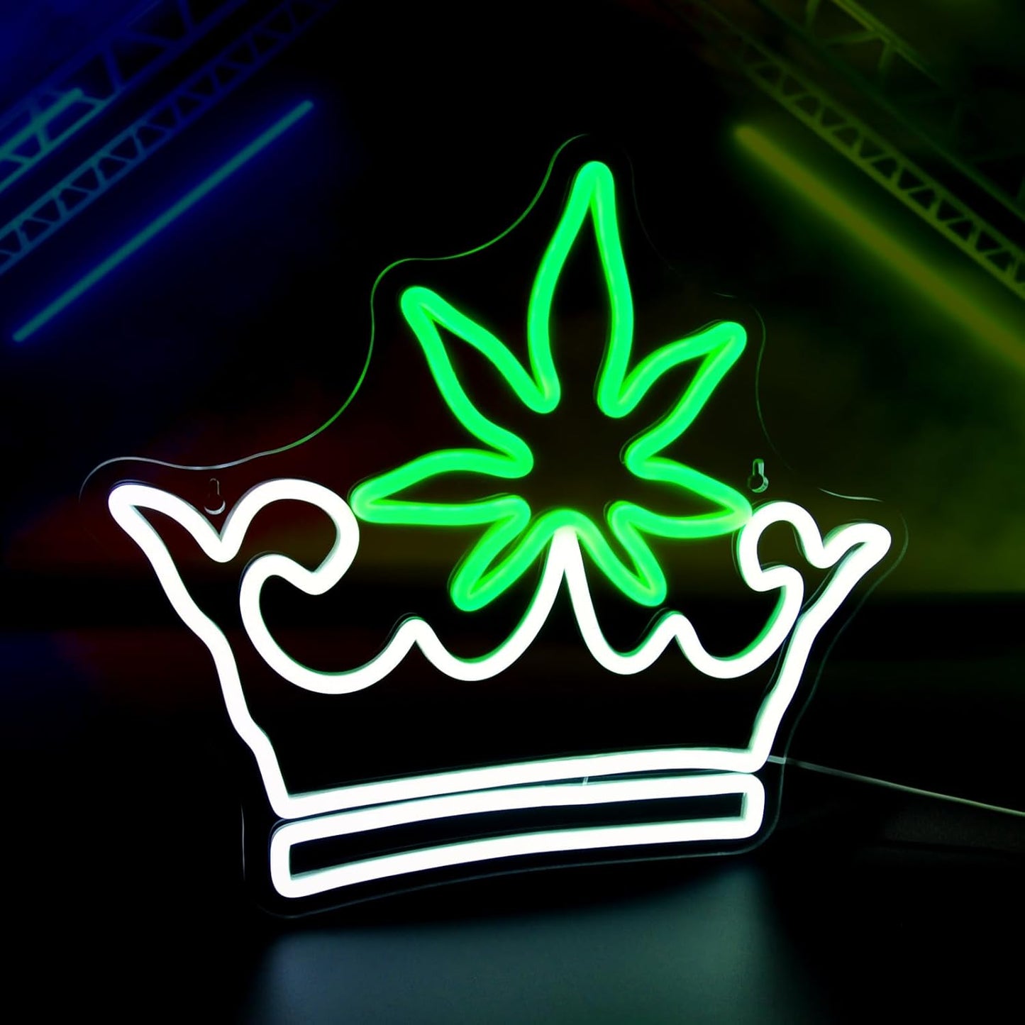 Leaf Crown Neon Signs for Wall Decor Green White LED Neon Sign for Room Neon Light Sign for Wall Decor Birthday Party USB Powered