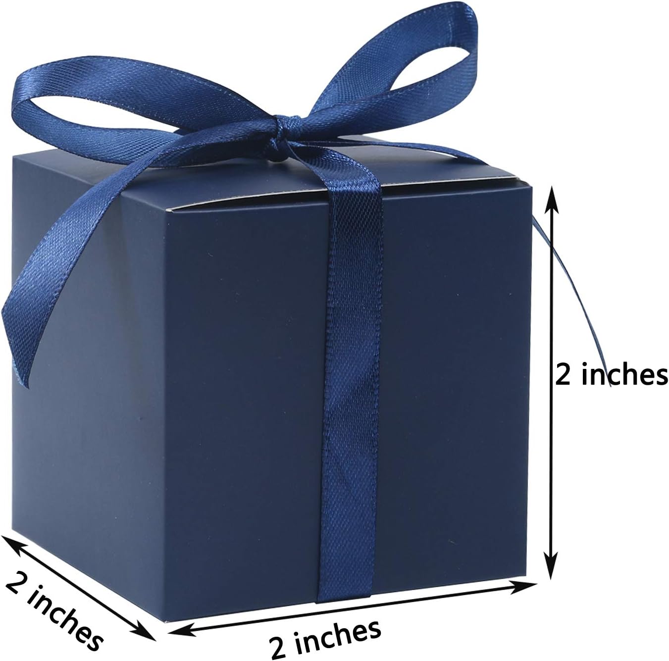 COTOPHER 100pcs Small Gift Boxes, Favor Boxes 2x2x2 inches Paper Gift Boxes with Ribbons Candy Box for Wedding Favors Baby Shower Bridal Shower Birthday Party (100pcs 2x2x2, Blue)