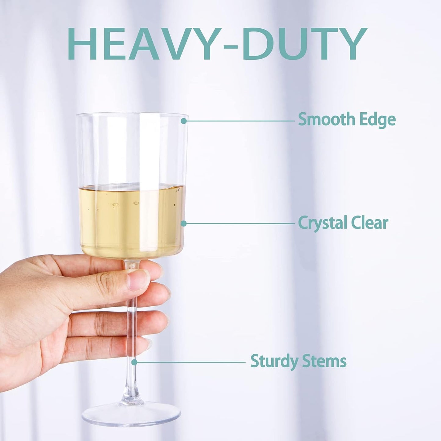 Ciaell 6 Pack Plastic Wine Glasses - 10 Oz Plastic Disposable Wine Glasses with Stem Perfect for Parties & Weddings & Poolside & Outdoors & Camping