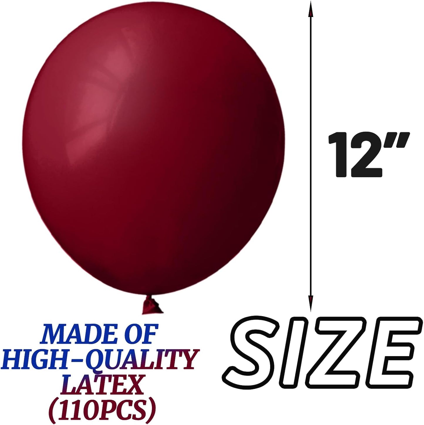 110pcs Burgundy Red Balloon 12 Inch, Burgundy Red Latex Balloons for Birthday Party Baby Shower Wedding(with 2 Ribbons).
