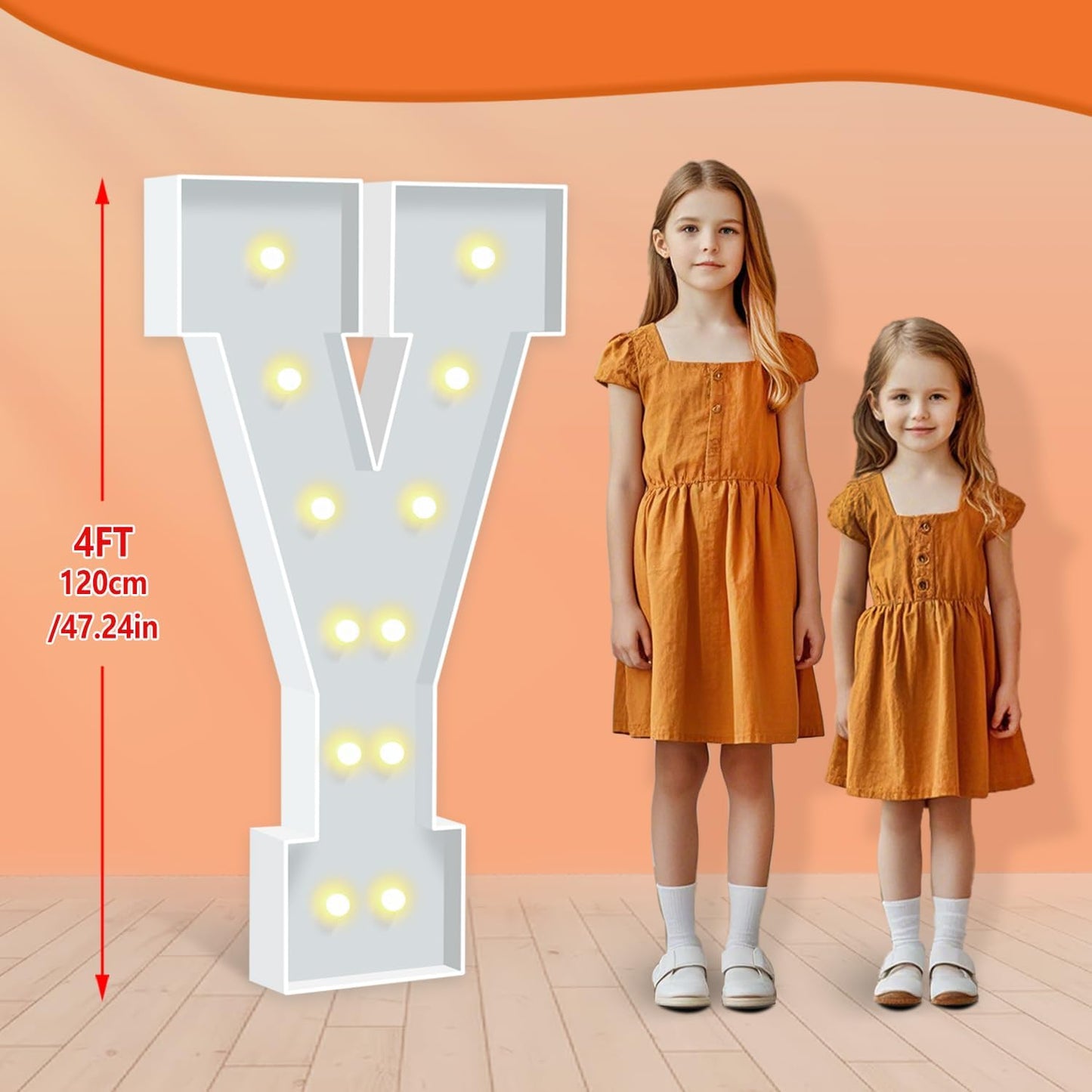 Marquee Letters 4 Feet Tall, Warm White Light Up Letters Y, Large Marquee Letter for Birthday Anniversary Graduation Party Decorations Baby Shower Valentines Decor