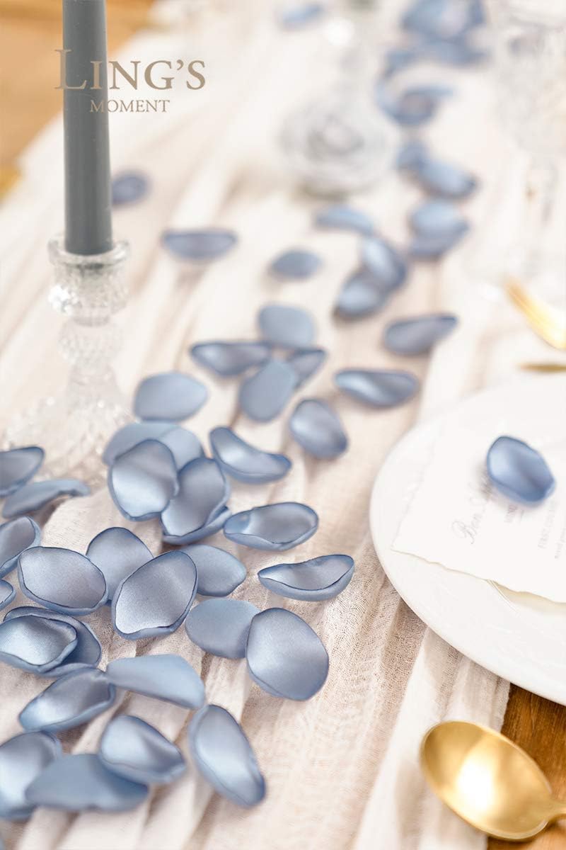 Ling's moment Rose Petals, Silk Flower Petals for Wedding/Aisle/Flower Girl Baskets/Table Centerpiece Décor,etc.Dusty Blue Baby Blue 200pcs