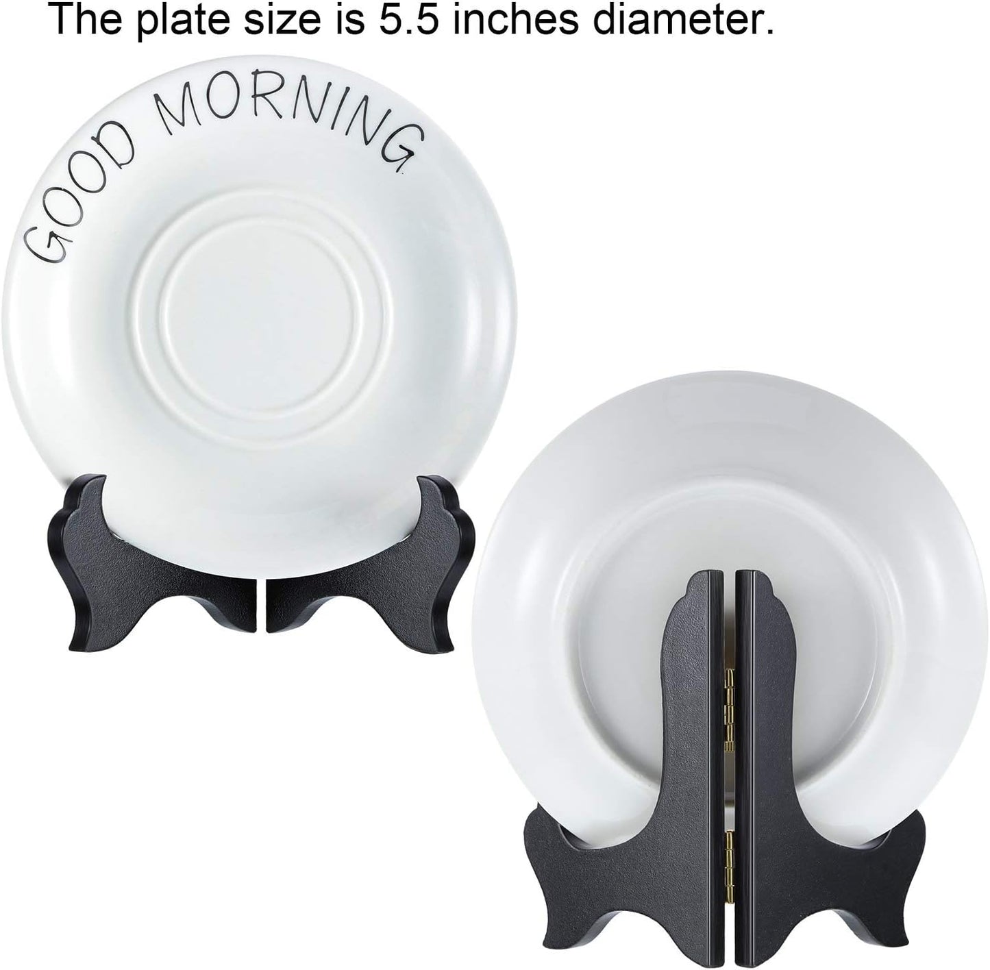 Tatuo 4 Packs Wooden Display Stand Decorative Plate Stands for Display Picture Frame Holder Easels(Black,4 Inch)