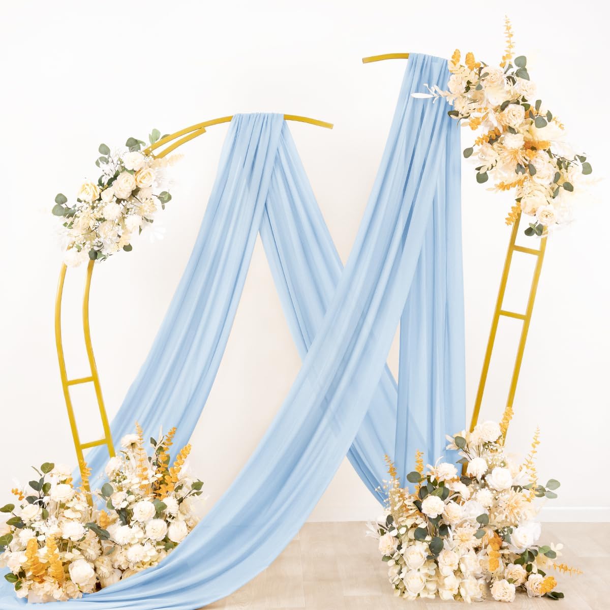 Socomi Wedding Arch Draping Fabric 1 Panel 29" x 19Ft Baby Blue Sheer Chiffon Curtain Drapes 6 Yards for Wedding Ceremony Birthday Party Decoration