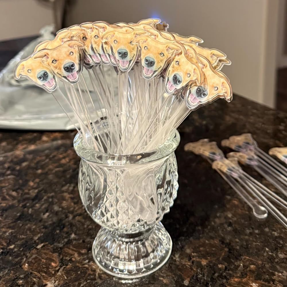 Personalized 50 pcs Wedding Pet Stir Sticks, Custom Double-Sided Dog Cat Stir Sticks, Wedding Acrylic Cocktail Drink Stirrer, Decor Birthday, Weddings, Retirement, Bachelorette Parties