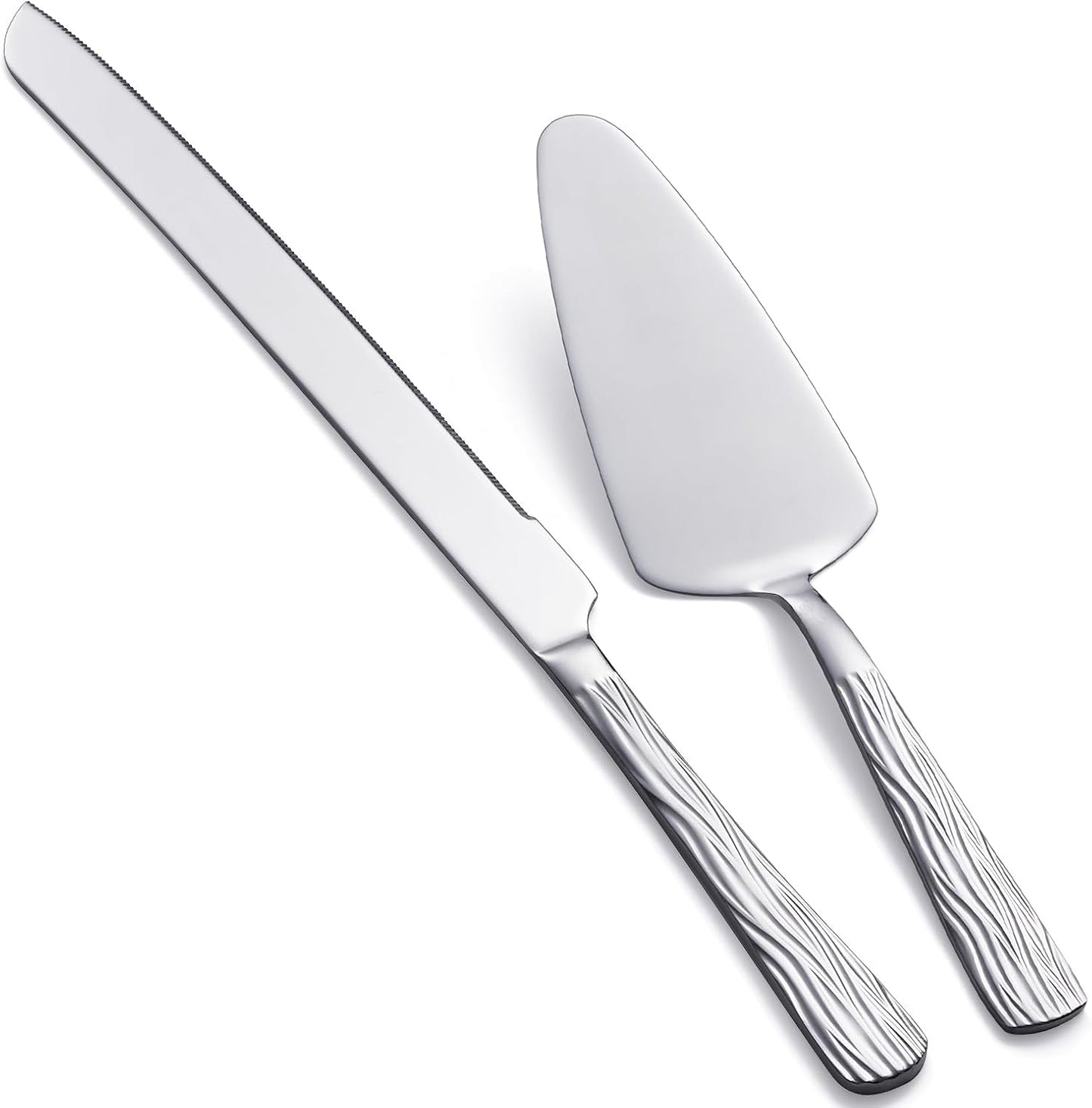 Silver Cake Cutter Set, Stainless Steel Cake Cutting Set Include Cake Knife and Cake Server, Suitable for Wedding, Birthday, Parties and Events