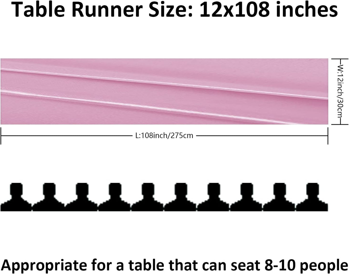 24Pack Table Runner 12 x 108 Inches Satin Silk Table Runner for Wedding, Birthday Party, Banquets, Graduations Decoration, fit Rectange and Round Table-Pink