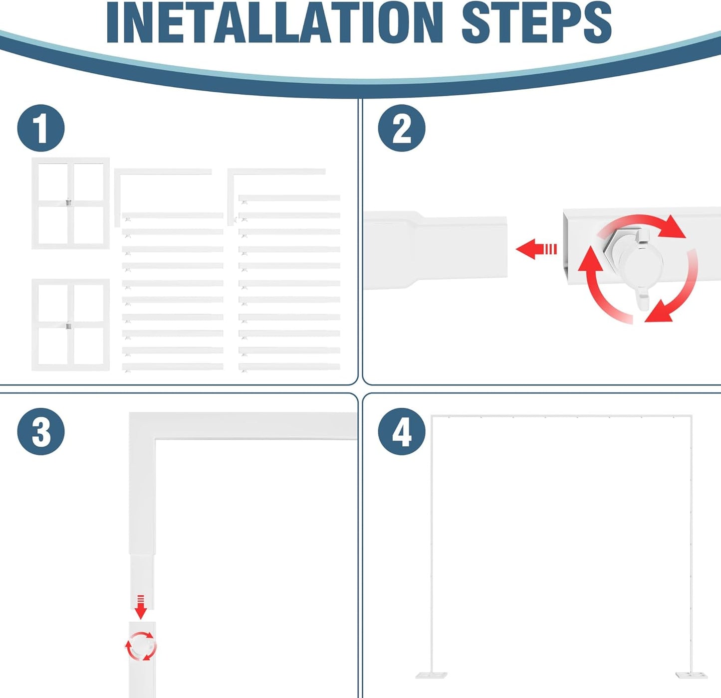Wokceer 10 FT Backdrop Stand Heavy Duty Pipe and Drape Kit, Adjustable White Backdrop Stands for Wedding Photo Booth Background Birthday Party Exhibition Decoration