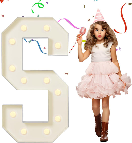 EUFONY Marquee Letters 4 Feet Tall, 4 FT Marquee Light Up Letters, Giant Light Up Letters 4FT for Birthday Party Baby Shower Gender Reveal Graduation Prom Decorations, Letter S with LED Lights DIY Kit