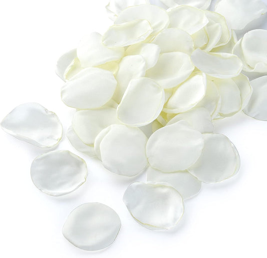 Artificial Ivory White Rose Petals 300pcs Reusable Silk Rose Petals Separated Flower Petals for Wedding Flower Girl Basket Anniversary Party Dinner Table Decoration