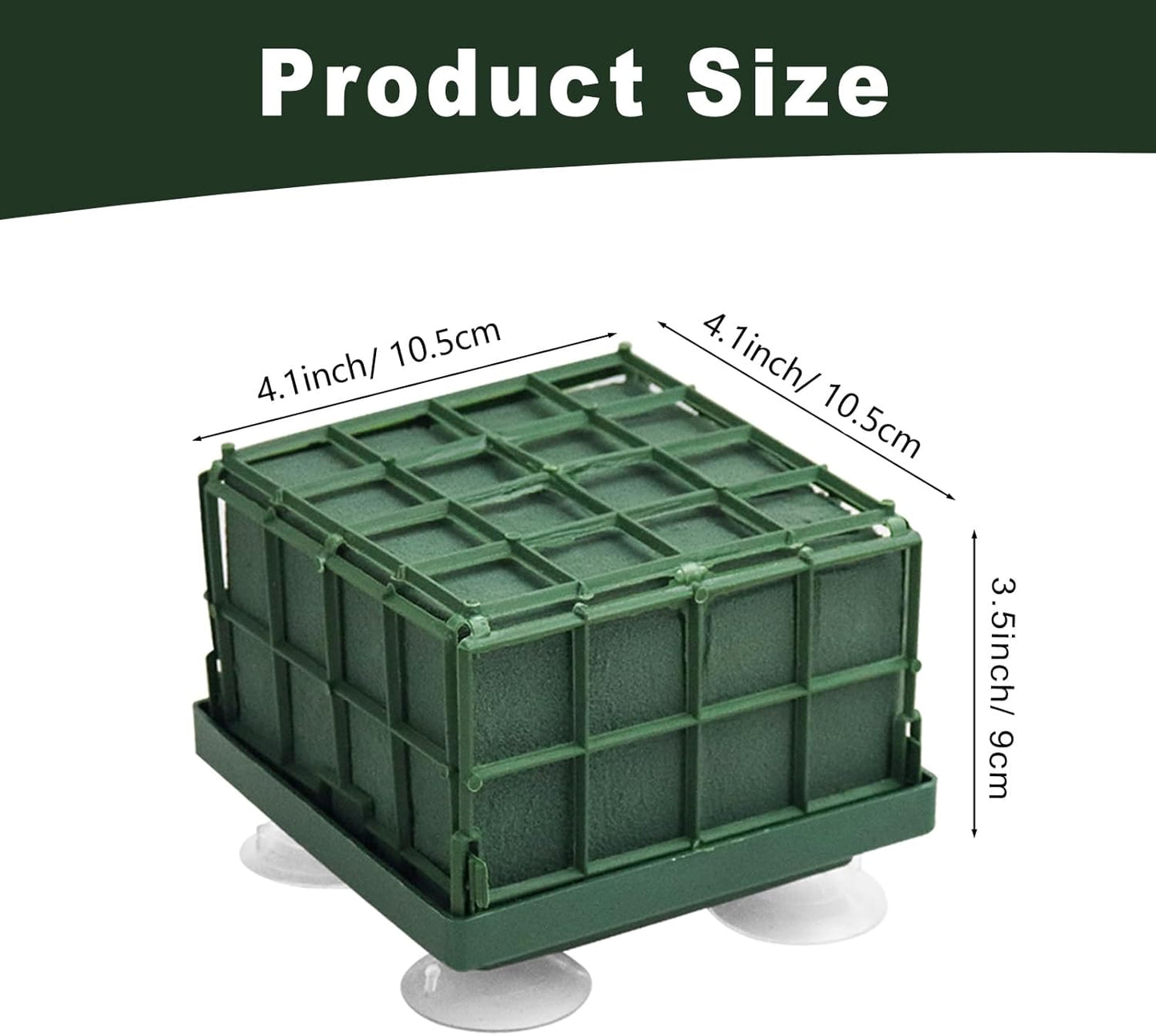 Krijues 4 Pcs Floral Foam Cage for Flowers for Christmas DIY Crafts, Square Flower Holder with Floral Foam for Fresh Flower Arrangement Decoration, Wedding, Interior and Garden 4.1 x 4.1 x 3.1 Inch