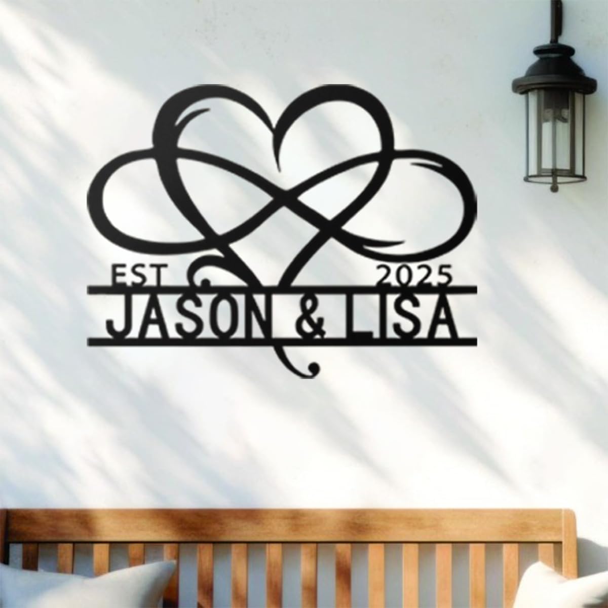 NAZENTI Personalized Metal Couple Sign Gift, Wedding Gift, Family Name Sign, Outdoor Name, Anniversary, Home Decor, Front Door