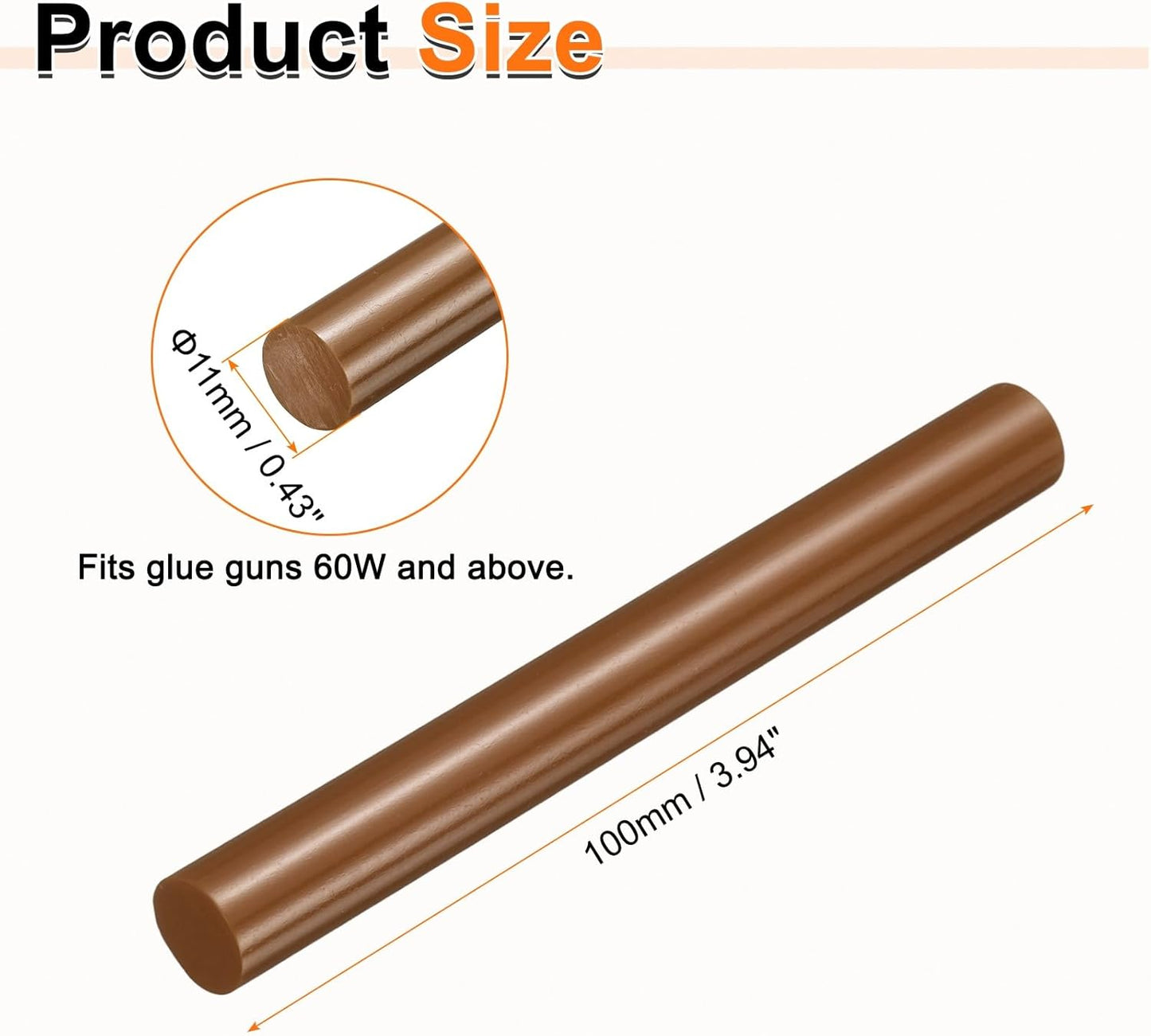 HARFINGTON 10pcs Hot Glue Sticks 0.43" Dia x 3.94" Long EVA Mini Hot Melt Adhesive Glue Stick for Hot Melt Gun Wood Plastic Glass Flowers Fabrics Foam, Brown