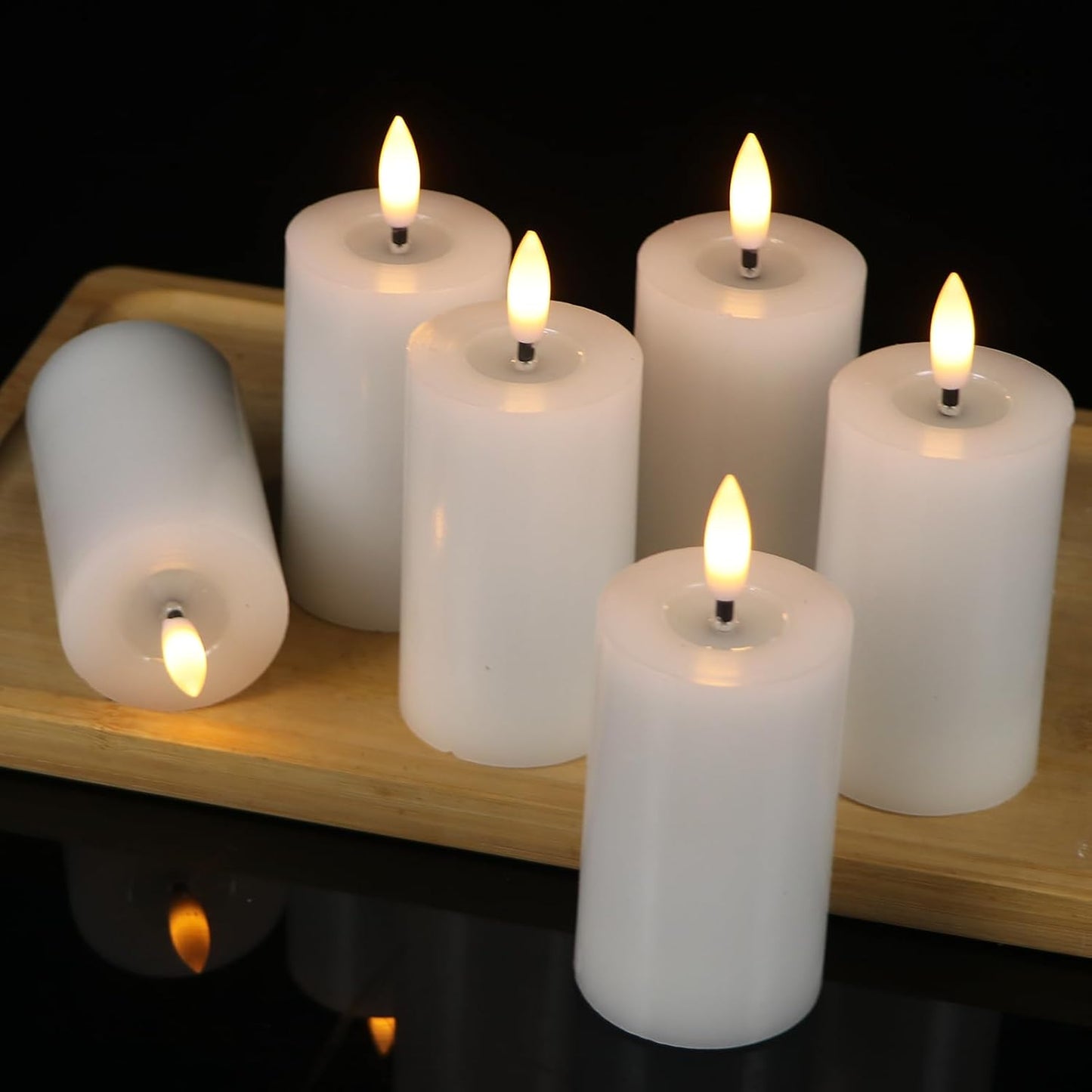 Votive Candles Battery Operated, 6 PCS Real Wax White LED Votive Flemeless Candles with Remote Timer and Flickering 3D Flame, Pillar Candle for Home Wedding Party Decor(1.9” x 4.5”)