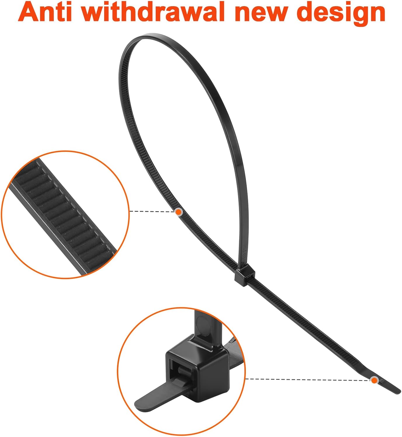 14 Inch Anti Withdrawal Zip Ties 100 LBS Tensile Strength Heavy Duty Cable Wire Ties With Self-Locking Adjustable More Durable Nylon Tie Wraps for Indoor Outdoor（100 Pack）