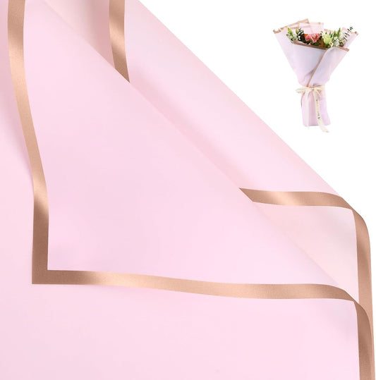 NESCCI 20 Sheets Pastel Pink Floral Bouquet Wrapping Paper - Waterproof, 22.8x22.8 inches, Perfect for Wedding, Birthday, Valentine's Day & More