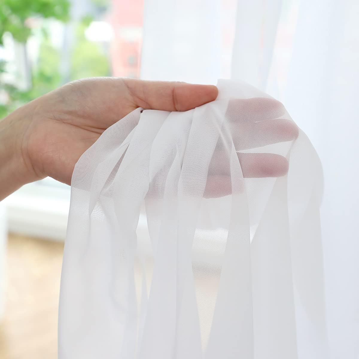 Window Ivory Sheer Curtains 48 Inches Width 63 Inches Long 2 Panels Sheer Curtains Clear Curtains Basic Rod Pocket Panel for Home/Living Room/Bedroom/Kids Room