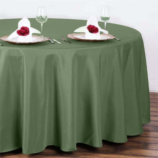 Efavormart Round Tablecloth, 108 Inch Stain & Wrinkle Resistant Washable Table Cloth, Decorative Polyester Fabric Table Cover for Banquet, Wedding, Dining- Willow Green