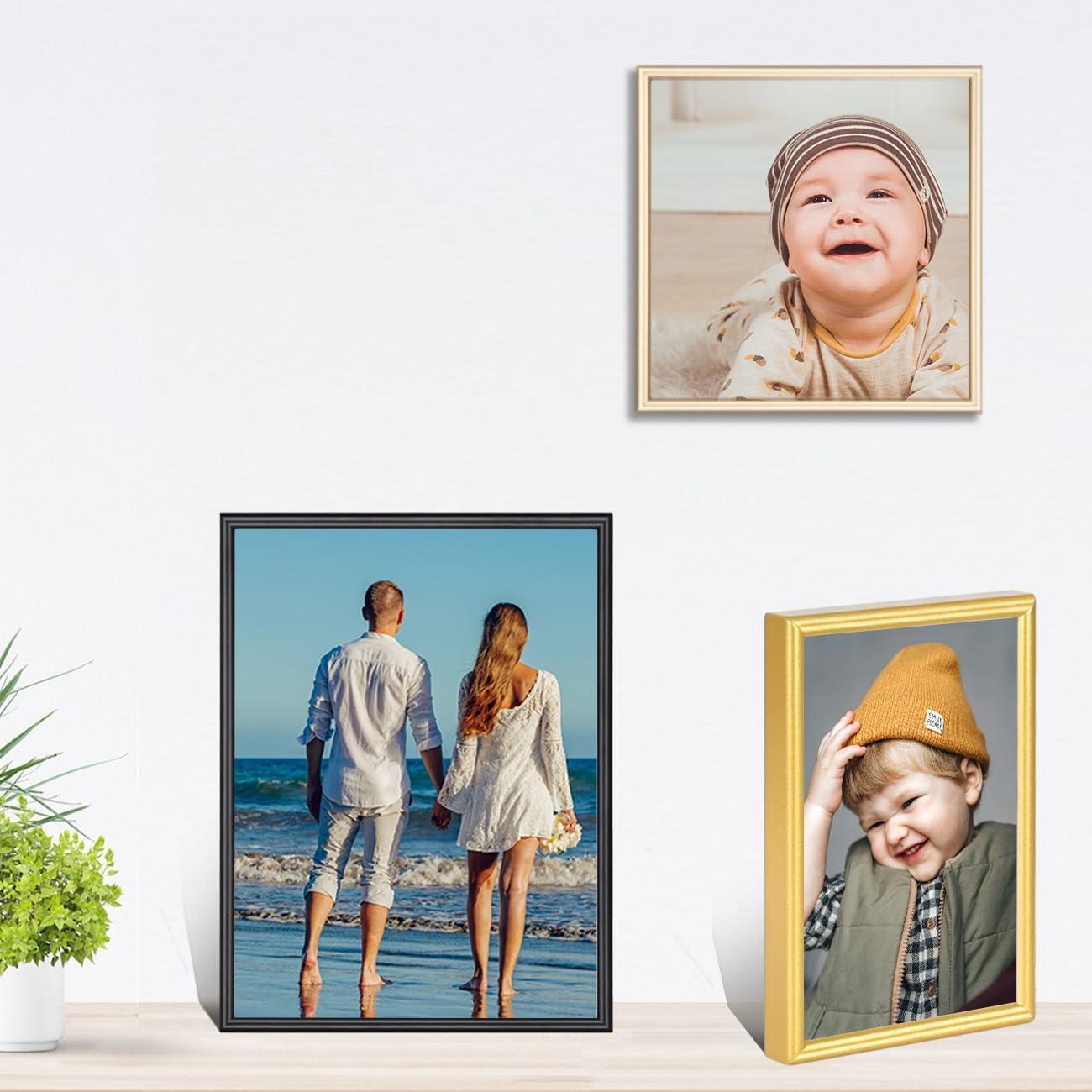 5x7 Picture Frame set of 2, Matte Black Modern Thin Aluminum Metal Photo Frames with HD Real Glass, Display for Tabletop and Wall Collage, 2 Pack