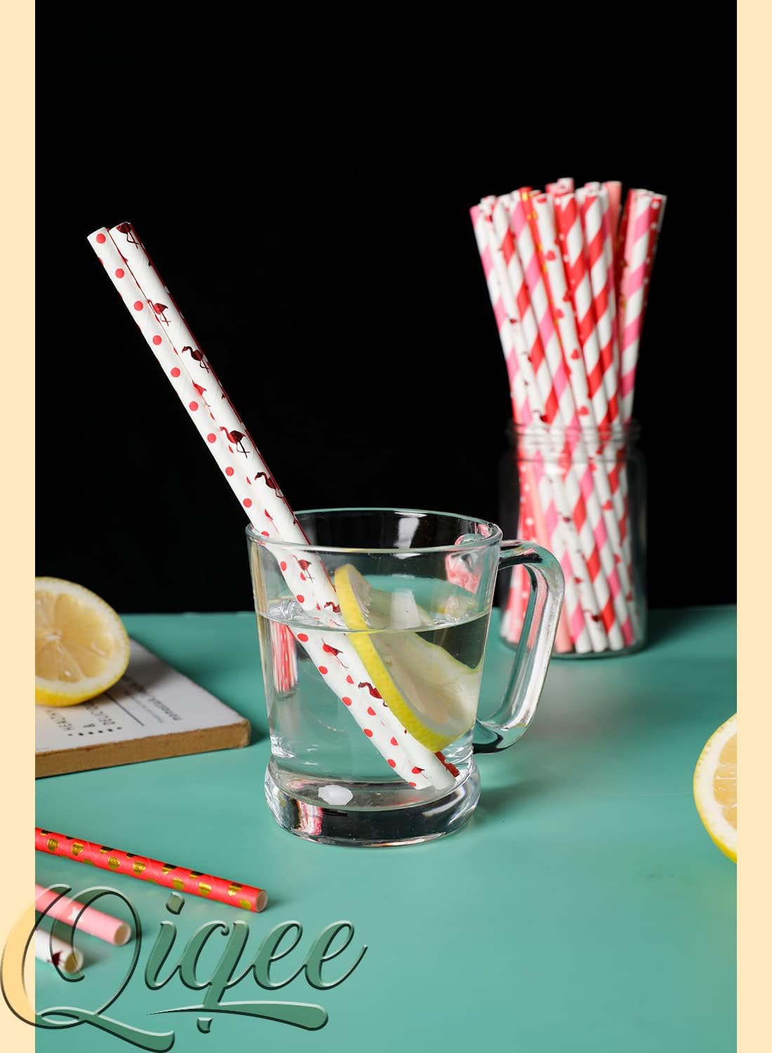 Valentine Paper Straws for Drinking Disposable Straws 150pcs Disposable Straws Bulk（10 Pattern）qiqee