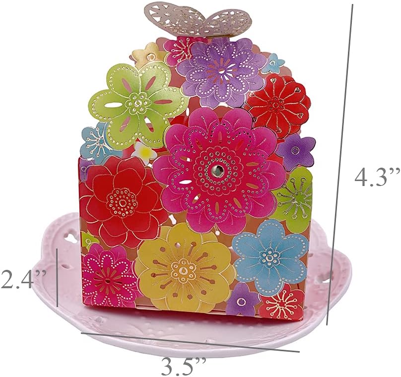 Party Favor Boxes,Flower Butterfly Candy Boxes Laser Cut Candy Boxes Colorful Gift Boxes for Wedding Bridal Shower Anniverary Birthday Party (20 PCS)