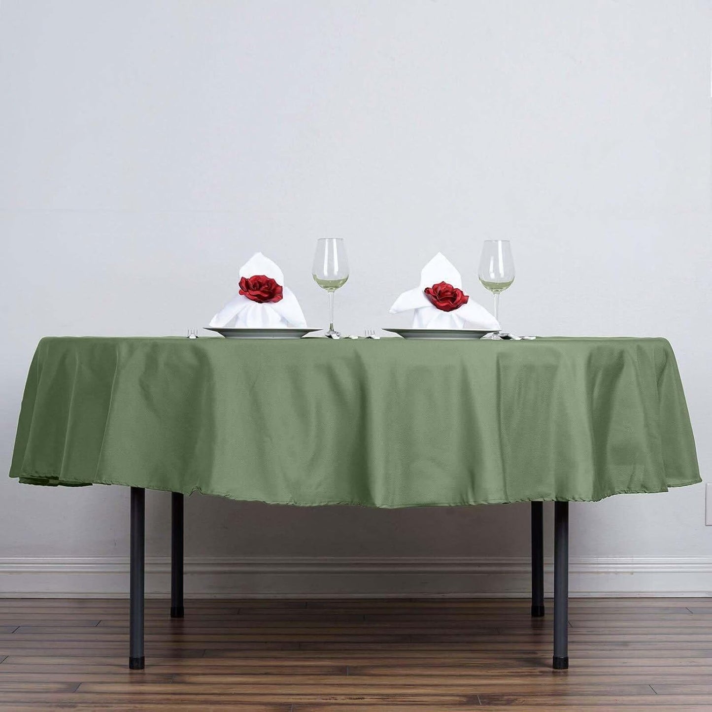 Efavormart Round Tablecloth, 90 Inch Stain & Wrinkle Resistant Washable Table Cloth, Decorative Polyester Fabric Table Cover for Banquet, Wedding, Dining- Willow Green