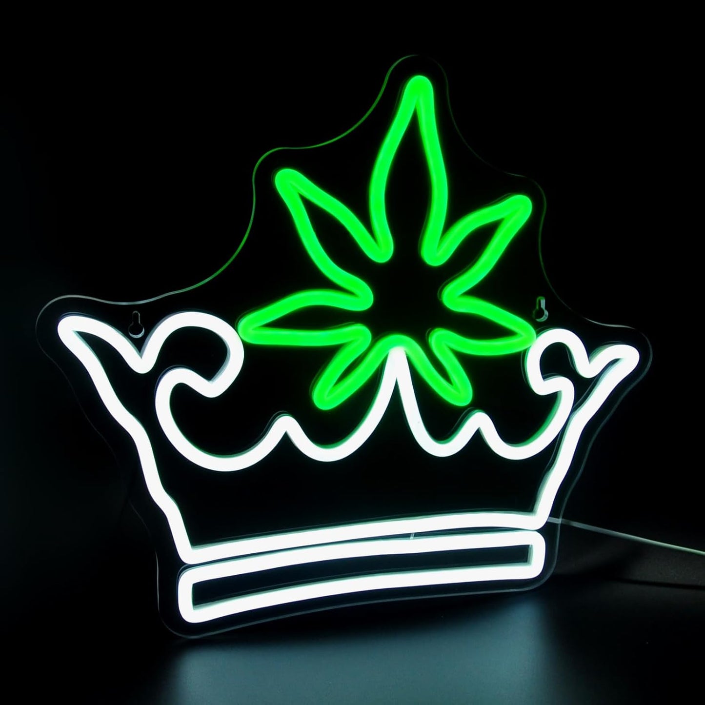 Leaf Crown Neon Signs for Wall Decor Green White LED Neon Sign for Room Neon Light Sign for Wall Decor Birthday Party USB Powered