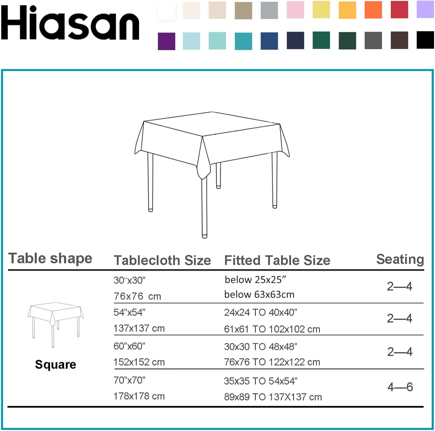 Hiasan Royal Blue Tablecloth Square - Waterproof and Washable Fabric Table Cloth for Card Tables, 30 x 30 Inch