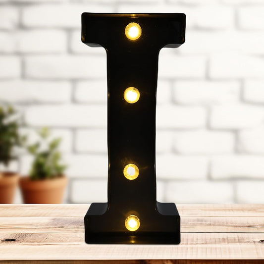 Led Marquee Letters, 8.58 Inch Black Light Up Letters, Small Led Letter Lights, Battery Powered Lighted Letterfor Table, Party, Birthday, Christmas Decor (Black, Letter I)