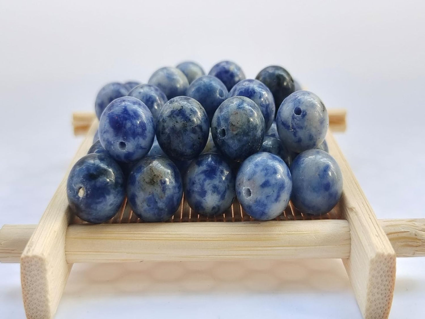 Stone Beads 8mm 100pcs Blue Spot Jasper Beads Round Loose Gemstones Beads for Bracelet Necklace Jewelry Making (8mm, 60804 Blue Spot Jasper)