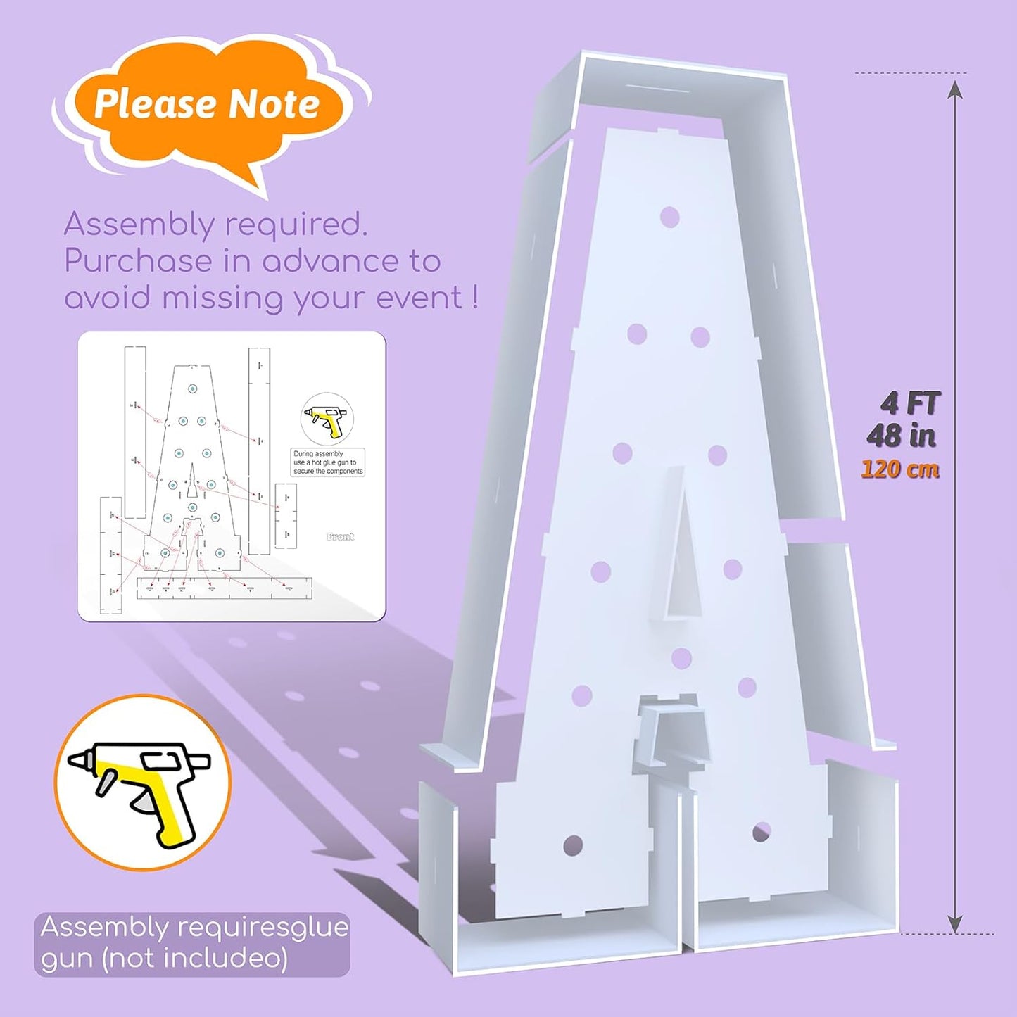 4FT Marquee Light Up Letters Z – Cool White LED, Easy to Assemble Foam Board with Back Support, Large Marquee Light Up Letters for Birthday, Wedding, Party, Anniversary, Baby Shower Decor