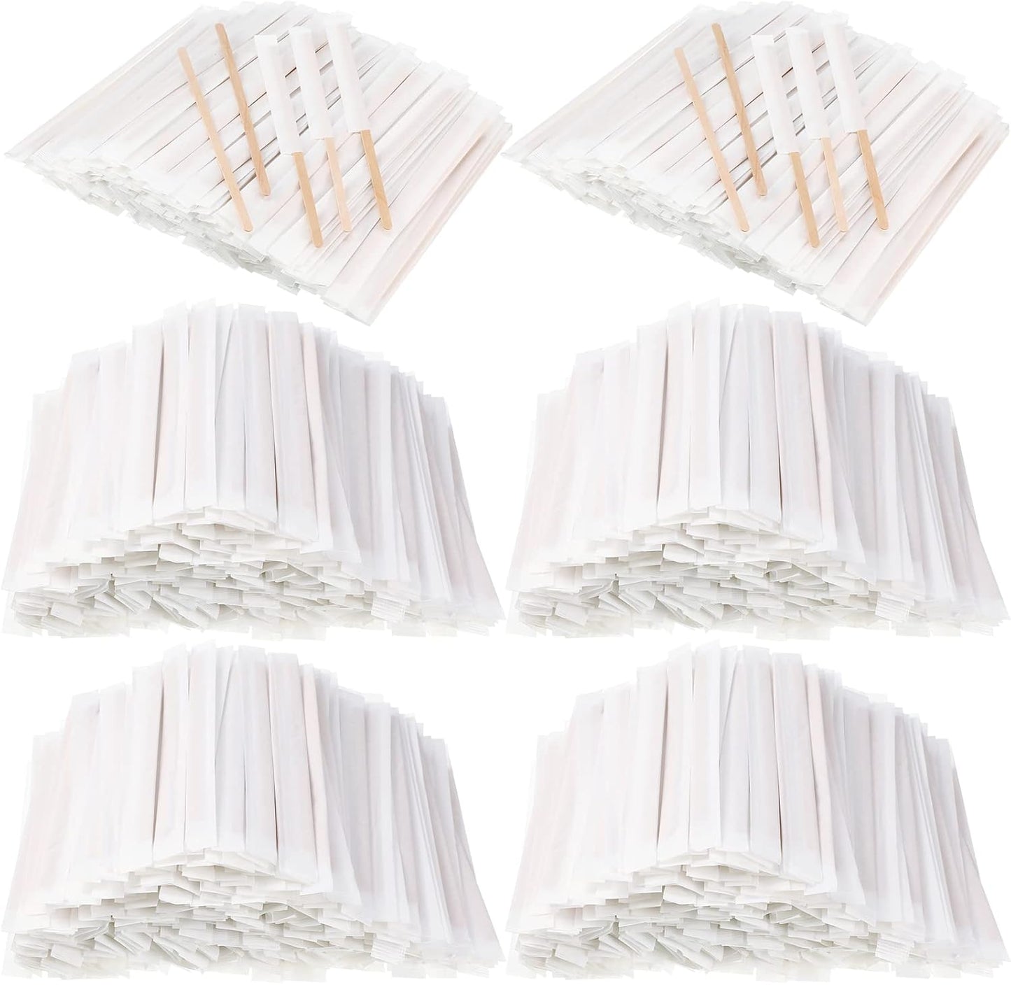 2000 Pcs Individually Wrapped Wooden Coffee Stirrers, Disposable Coffee Stir Sticks Round End Sticks Bulk Wood Stirrers for Cocktail Hot Drinks Restaurant Bar Home Office (7.5 Inch)