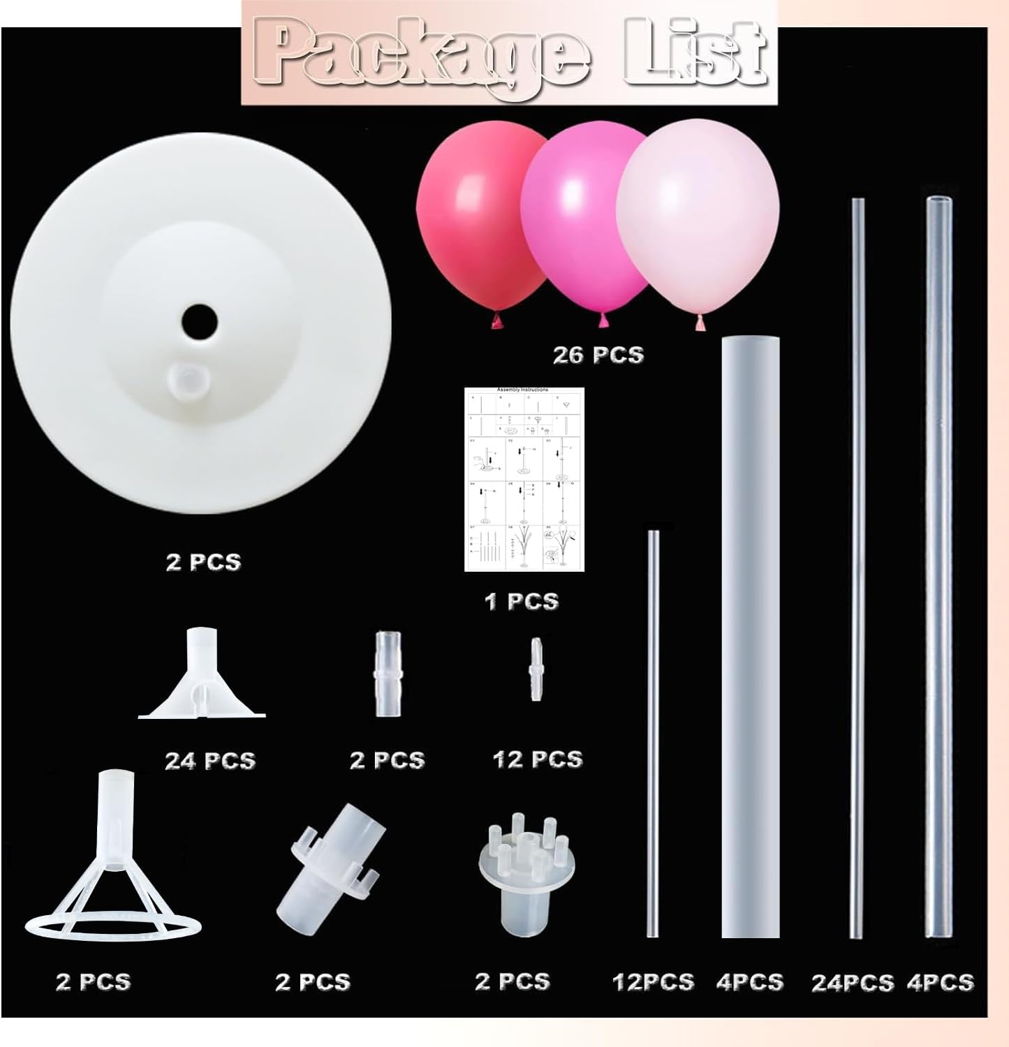 Balloon Column Kit Set of 2 With Balloons Included - Balloon Tower with Stand, Base, and Pole,Backdrop Decoration for Wedding, Baby Shower, Birthday Party, or Bachelorette Parties (Pink)