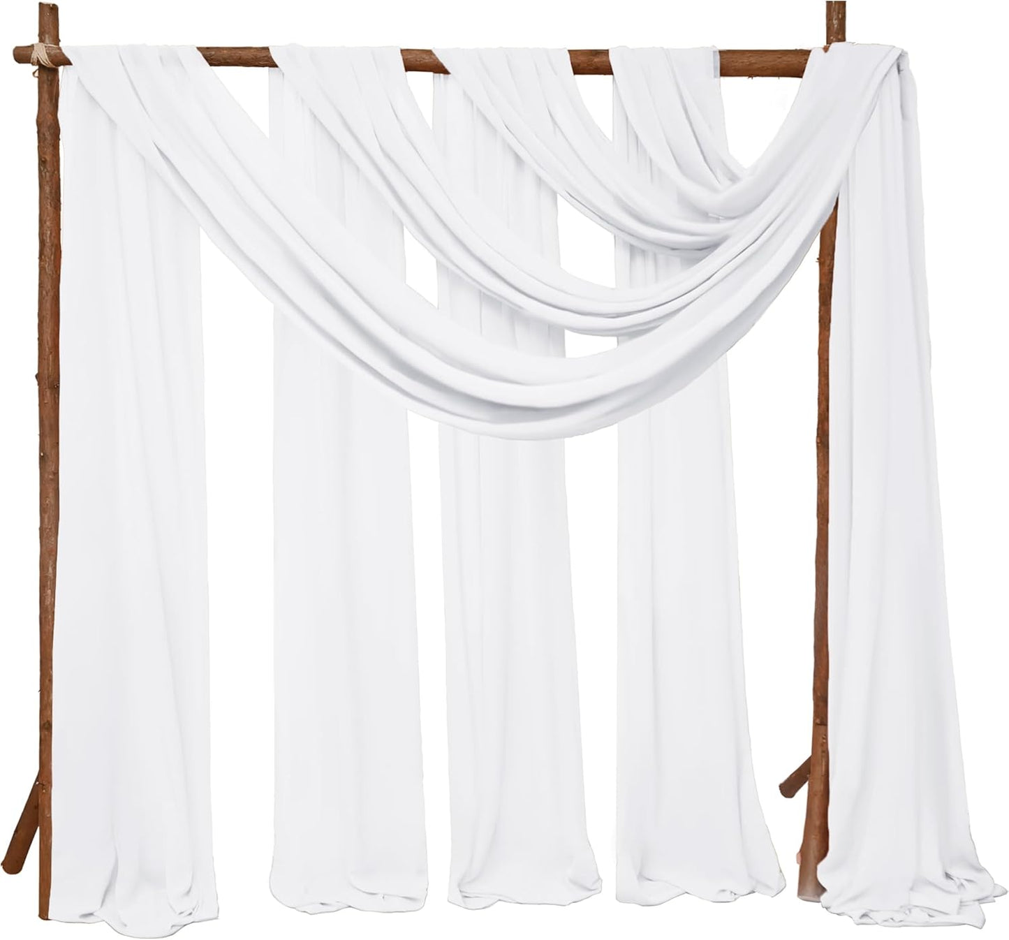 4 Panels Wedding Arch Draping Fabric 28" x 20Ft Wedding Arch Drapes Chiffon Fabric Drape Sheer Backdrop Curtain for Weddings Party Swag Ceremony Birthday Arbor Drapery Reception Ceiling Decor(White)