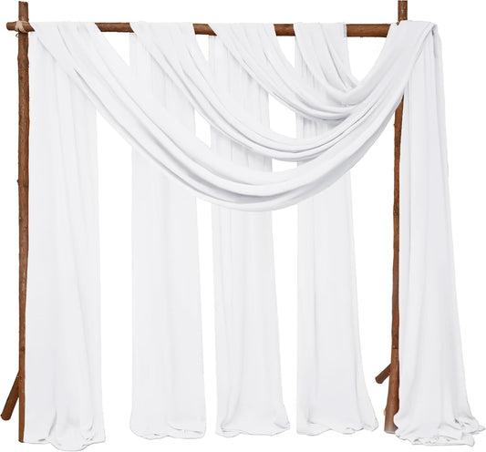 4 Panels Wedding Arch Draping Fabric 28" x 20Ft Wedding Arch Drapes Chiffon Fabric Drape Sheer Backdrop Curtain for Weddings Party Swag Ceremony Birthday Arbor Drapery Reception Ceiling Decor(White)