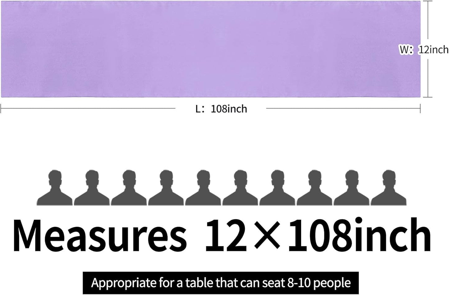 10-Pack Satin Table Runner Lavender 12 x 108 inches Long, Table Runners for Wedding, Birthday Parties, Banquets Decorations（10 Pack, 12x108 Inch, Lavender）