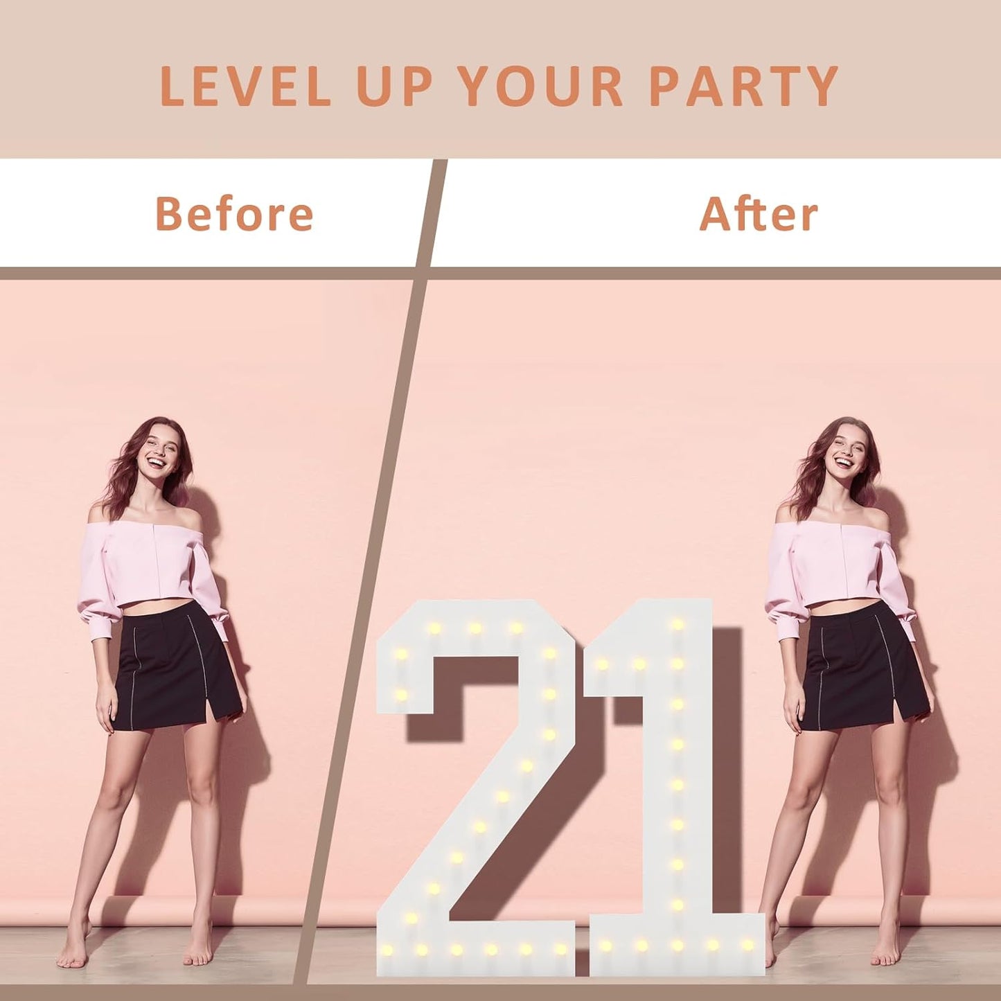 LOBOOM 4FT Light Up Numbers, Marquee Numbers 4 Feet Tall Giant Number 0 Mosaic Big Number Sign for 10th 30th 60th Birthday Party Backdrop Anniversary Decorations, Pre-Cut Large Frame