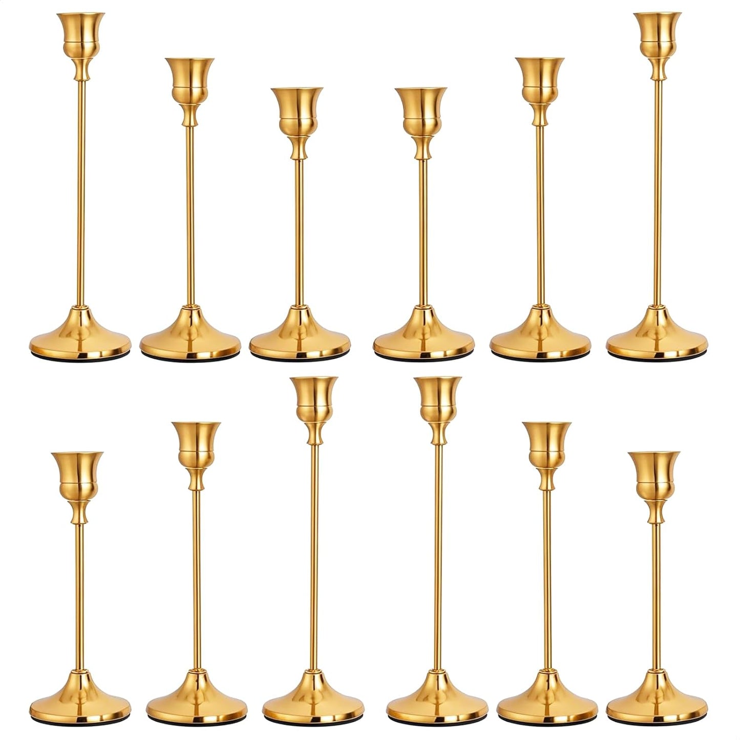 CHILL RECIPE Candlestick Holders Gold Taper Candle Holders, 12 PCS Candle Sticks Holders for Home Decor Table Centerpiece Wedding Housewarming Festival