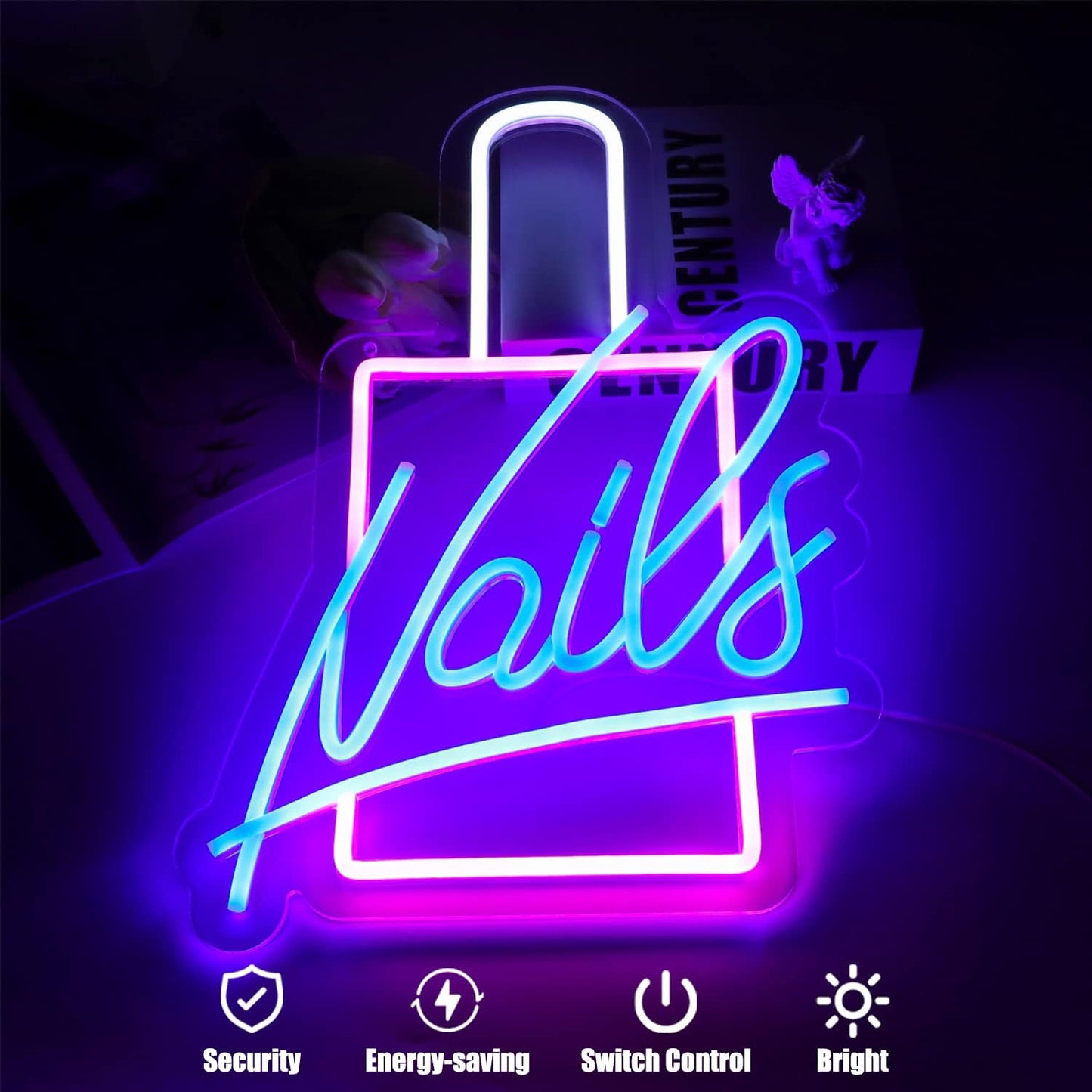 Nails Neon Sign LED Neon Light Signs Nail Polish Light Up Signs for Wall Decor Colorful Acrylic LED Wall Sign Pink Neon Lights for Bedroom Beauty Room Girly Room Nails Salon Decor